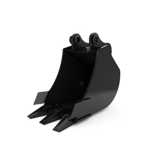 147-1018 300 mm (12 in), 23 L (0.8 ft3), Pin On, Bolt-On Teeth 147-1018: 300 mm (12 in), 23 L (0.8 ft3), Pin On, Bolt-On Teeth CAT attachment machinery part